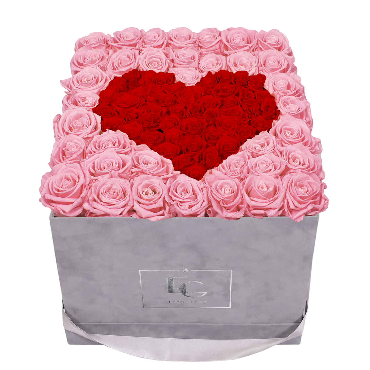 HEART SYMBOL INFINITY ROSEBOX | BRIDAL PINK & VIBRANT RED | L