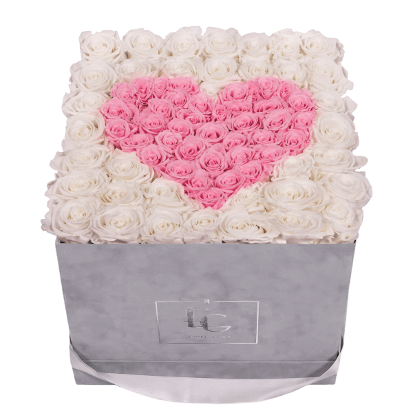 HEART SYMBOL INFINITY ROSEBOX | PURE WHITE & BRIDAL PINK | L