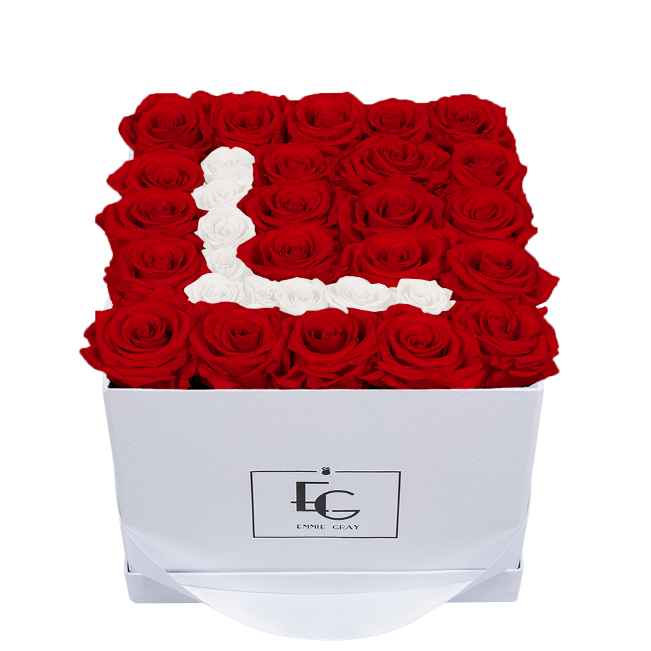 LETTER INFINITY ROSEBOX | VIBRANT RED & PURE WHITE | M