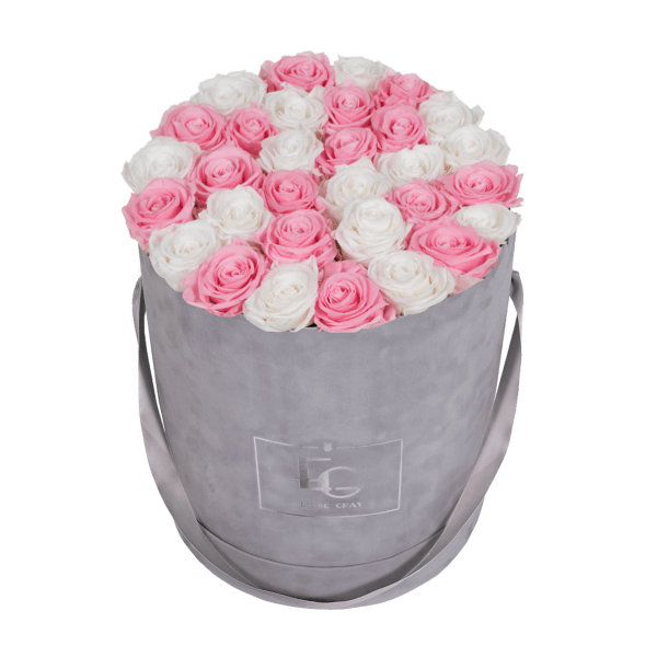 MIX INFINITY ROSEBOX | BRIDAL PINK & PURE WHITE | L