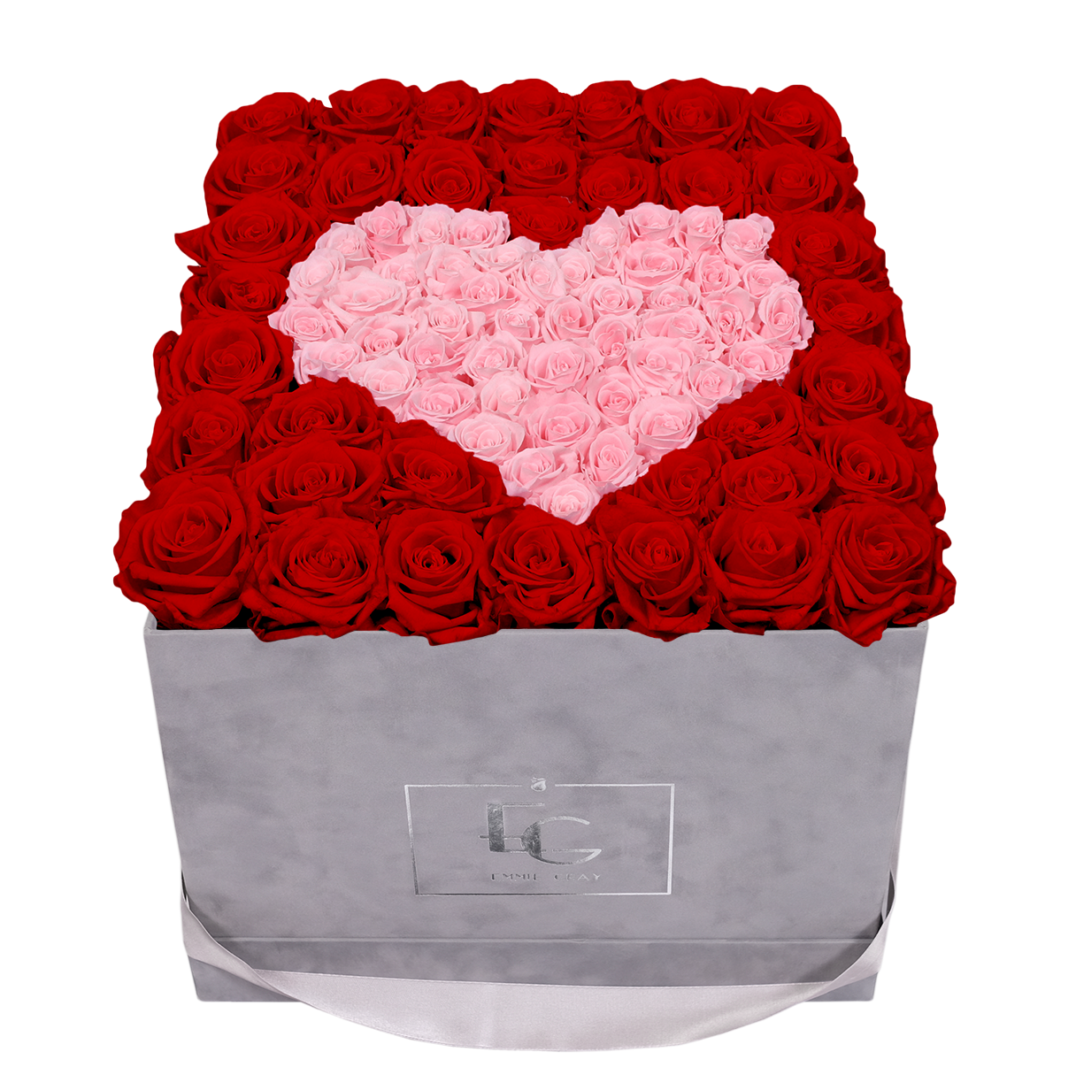 HEART SYMBOL INFINITY ROSEBOX | VIBRANT RED & BRIDAL PINK | L