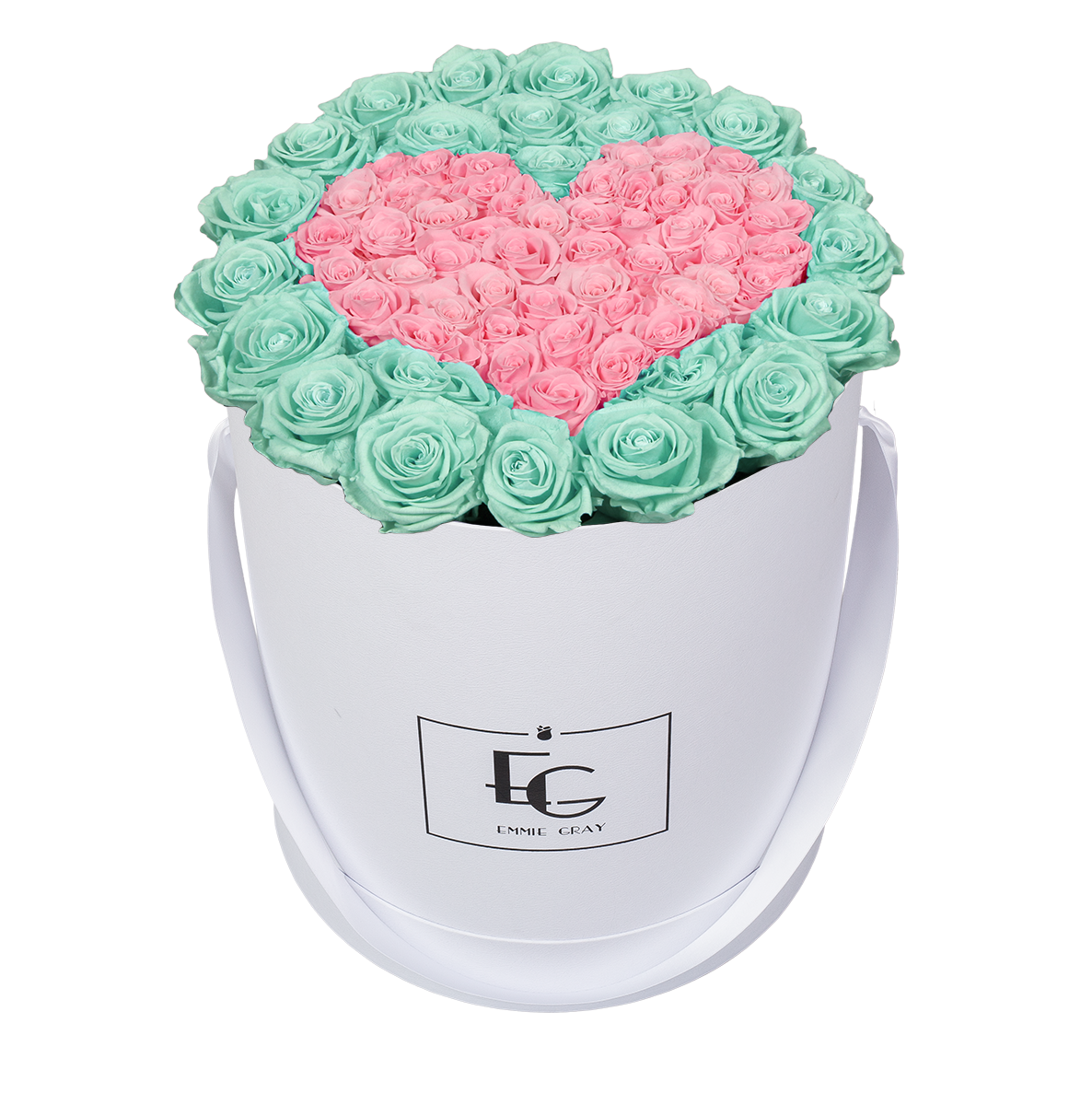 HEART SYMBOL INFINITY ROSEBOX | MINTY GREEN & BRIDAL PINK | L