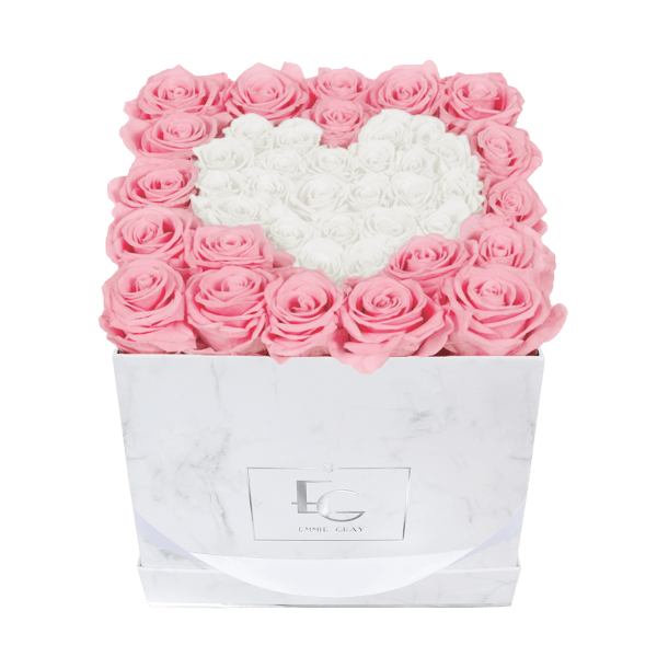 Heart Symbol Infinity Rosebox | Bridal Pink & Pure White | M