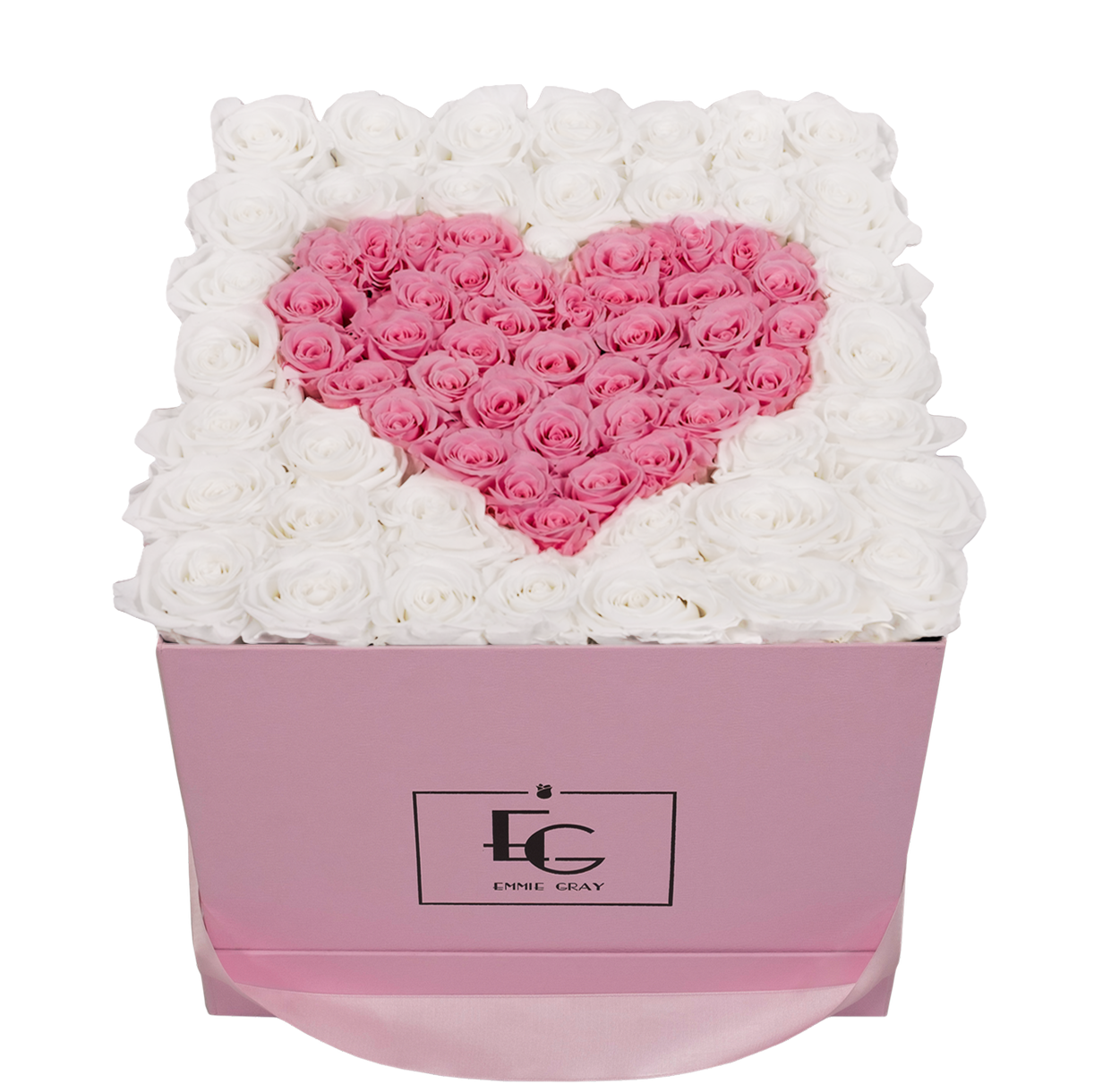 HEART SYMBOL INFINITY ROSEBOX | PURE WHITE & BRIDAL PINK | L