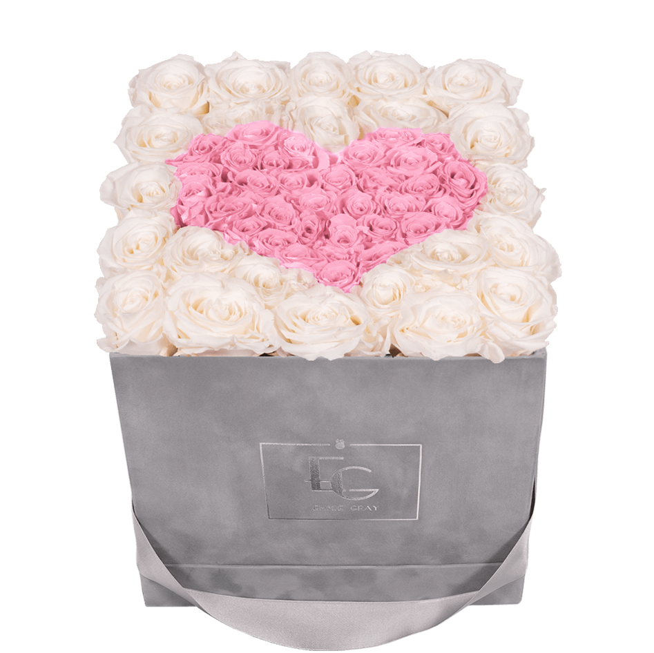 HEART SYMBOL INFINITY ROSEBOX | PURE WHITE & BRIDAL PINK | M