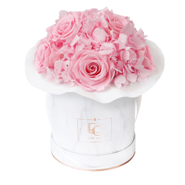 Splendid Hydrangea Infinity Rosebox | Bridal Pink | S