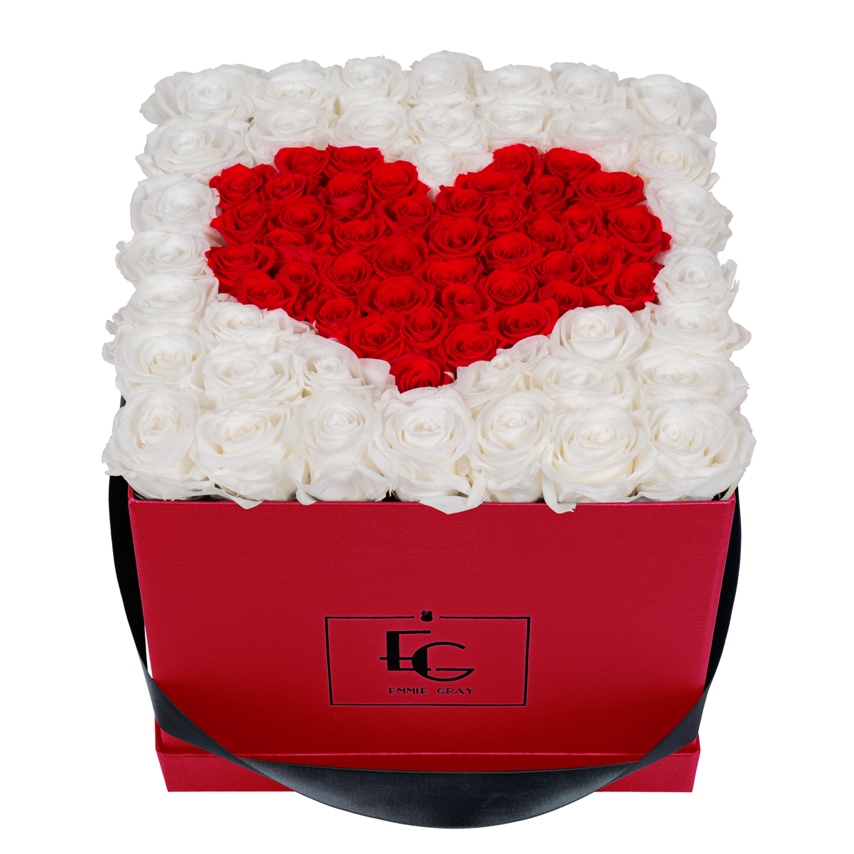 HEART SYMBOL INFINITY ROSEBOX | PURE WHITE & VIBRANT RED | L