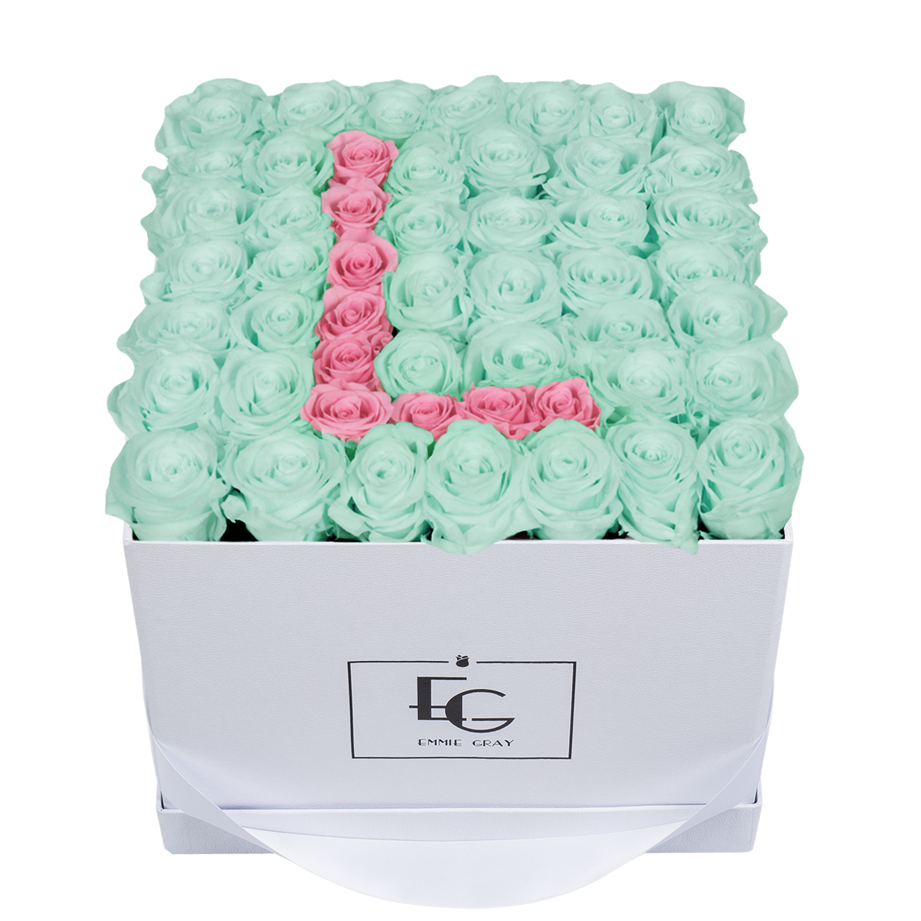 LETTER INFINITY ROSEBOX | MINTY GREEN & BRIDAL PINK | L