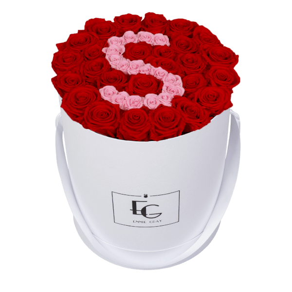 LETTER INFINITY ROSEBOX | VIBRANT RED & BRIDAL PINK | L