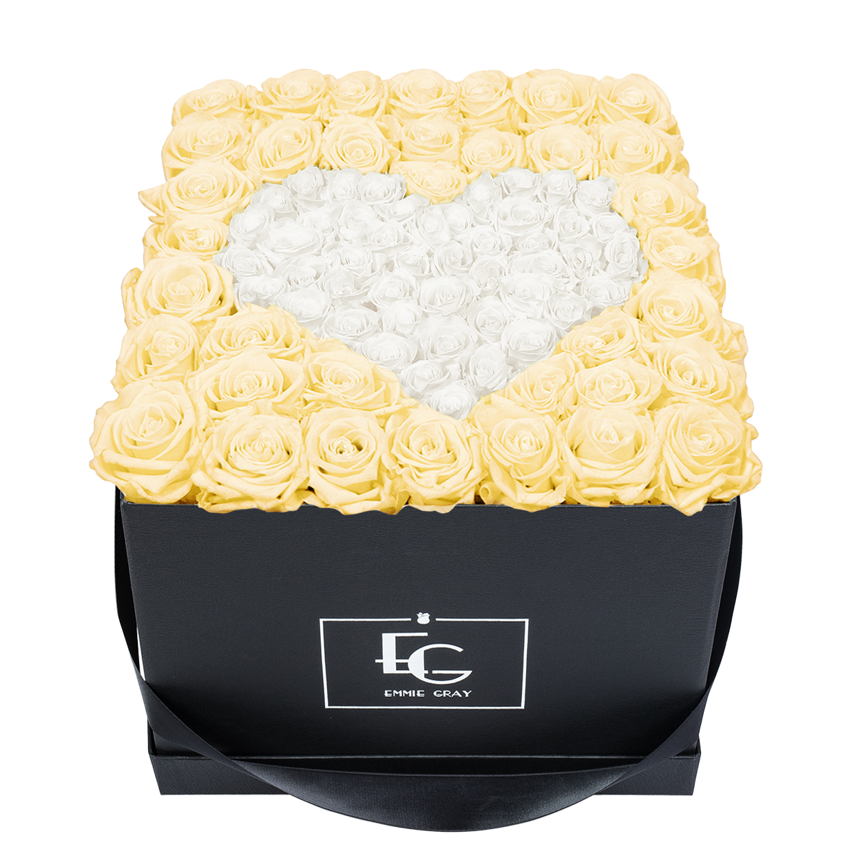 HEART SYMBOL INFINITY ROSEBOX | CHAMPAGNE & PURE WHITE | L