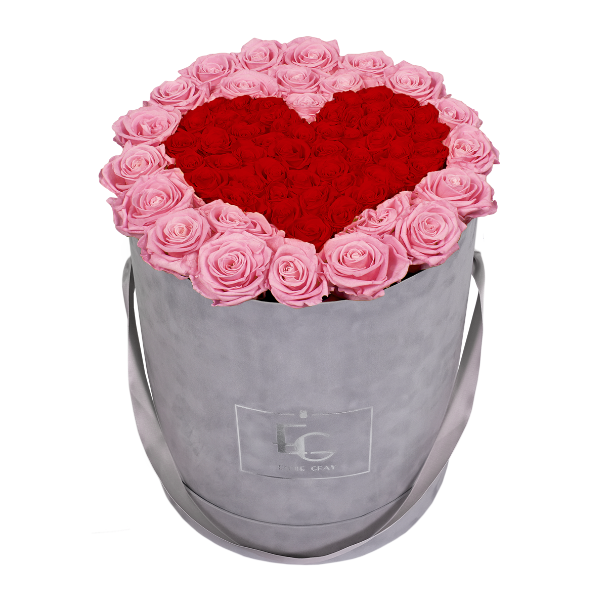 HEART SYMBOL INFINITY ROSEBOX | BRIDAL PINK & VIBRANT RED | L