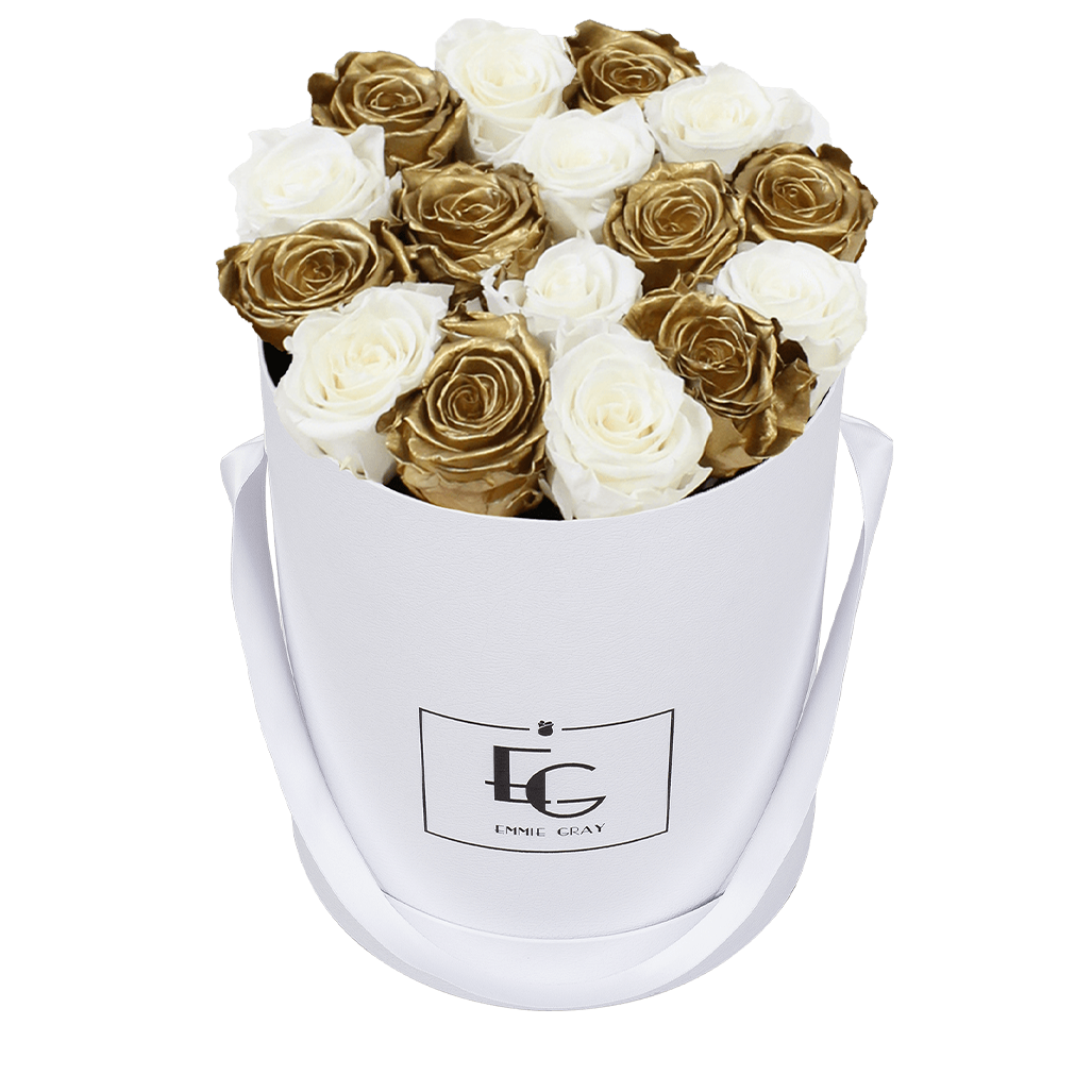 Mix Infinity Rosebox | Gold & Pure White | M