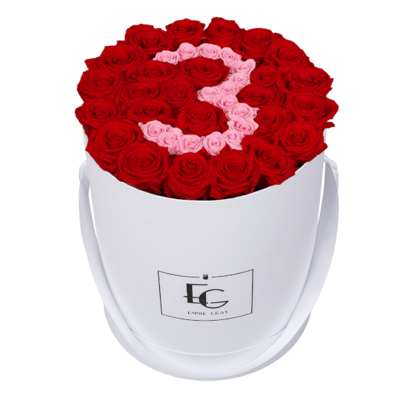 NUMBER INFINITY ROSEBOX | VIBRANT RED & BRIDAL PINK | L