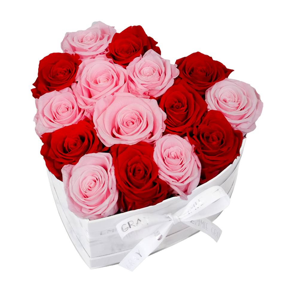 Mix Infinity Rosebox | Vibrant Red & Bridal Pink | M