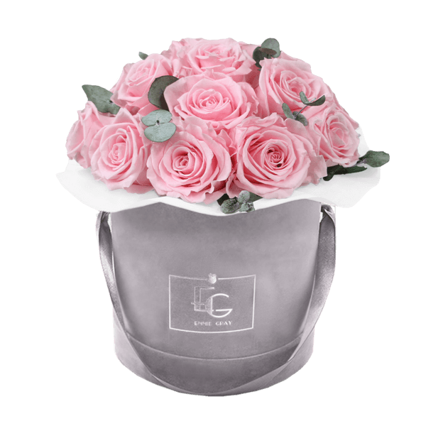 Splendid Eucalyptus Infinity Rosebox | Bridal Pink | S