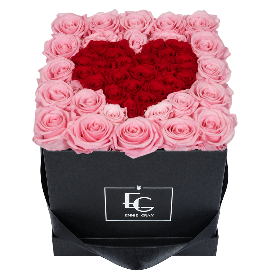 HEART SYMBOL INFINITY ROSEBOX | BRIDAL PINK & VIBRANT RED | M