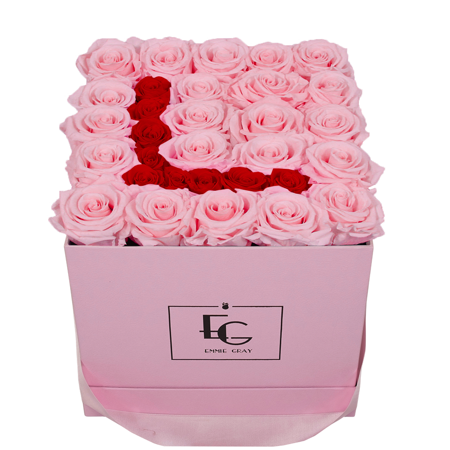 LETTER INFINITY ROSEBOX | BRIDAL PINK & VIBRANT RED | M