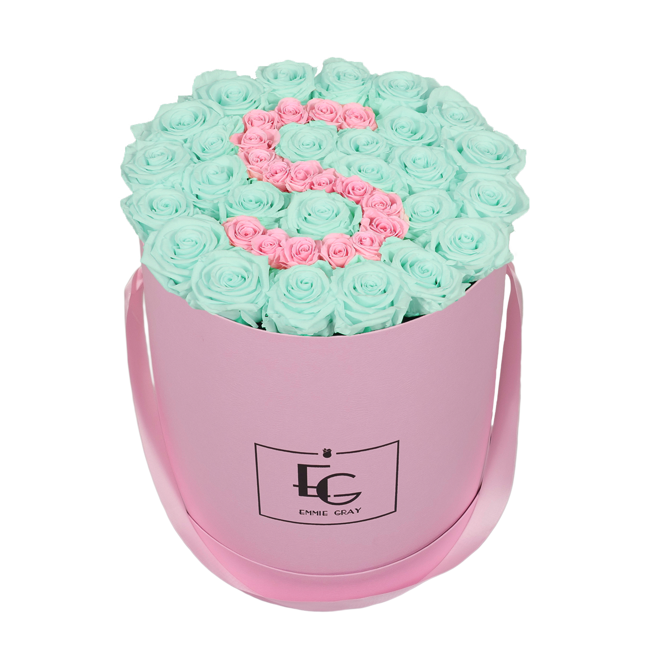 LETTER INFINITY ROSEBOX | MINTY GREEN & BRIDAL PINK | L