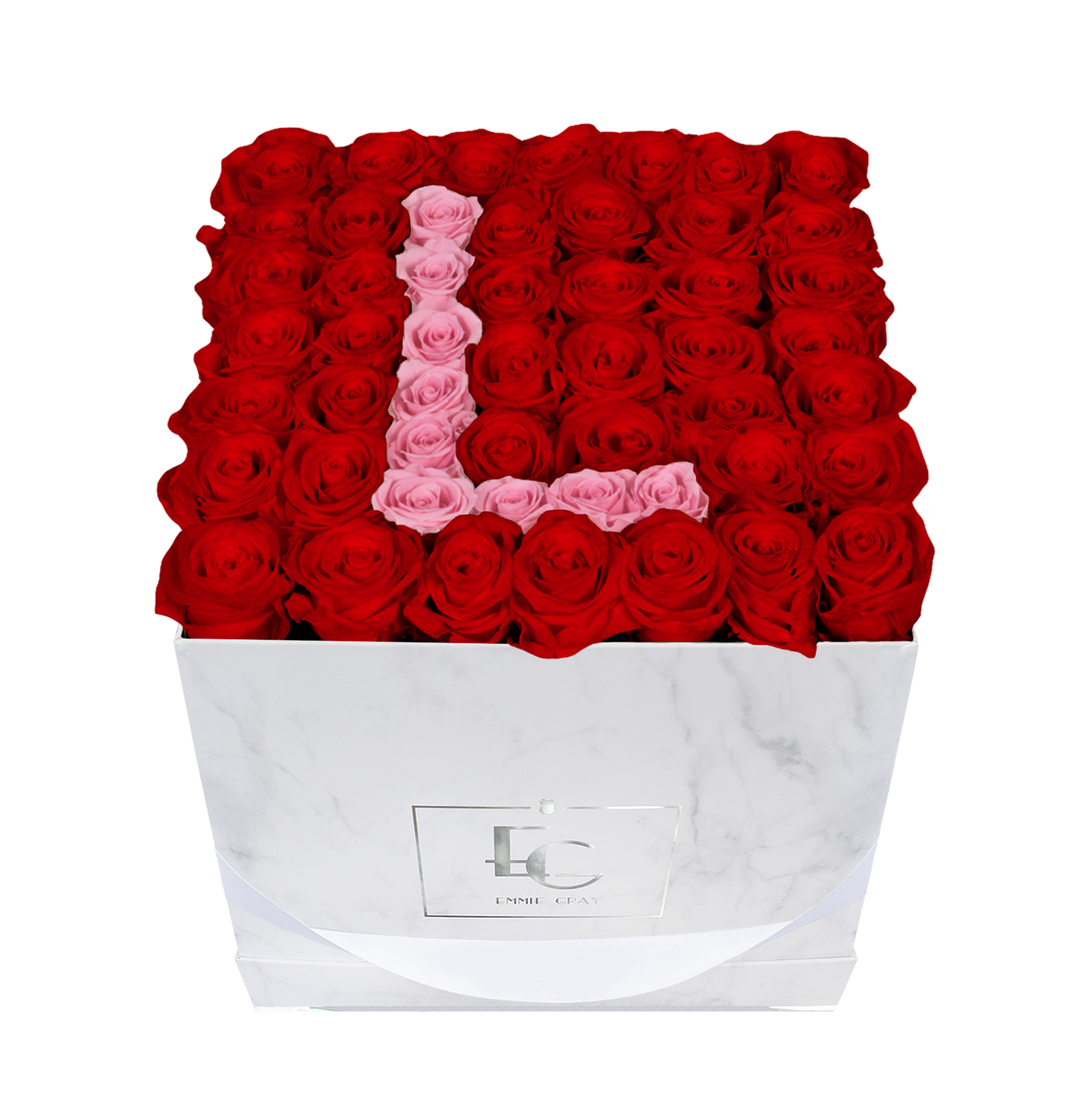 Letter Infinity Rosebox | Vibrant Red & Bridal Pink| L