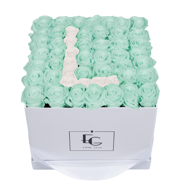 LETTER INFINITY ROSEBOX | MINTY GREEN & PURE WHITE | L