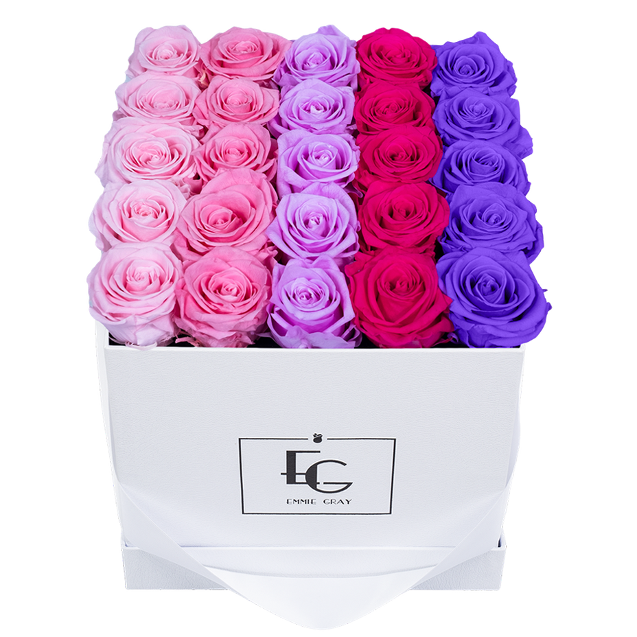 SHADES INFINITY ROSEBOX | BRIDAL PINK & BABY PINK & BABY LILLY & HOT PINK & VIOLET VAIN | M