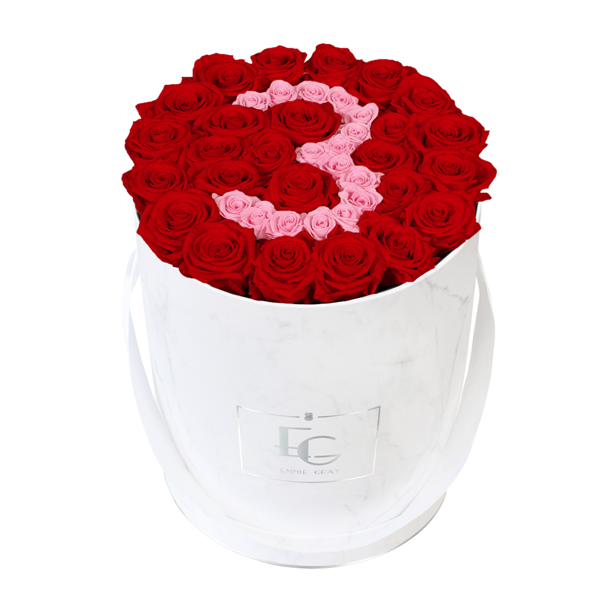 Number Infinity Rosebox | Vibrant Red & Bridal Pink | L