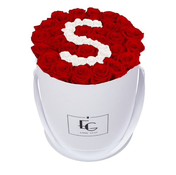 LETTER INFINITY ROSEBOX | VIBRANT RED & PURE WHITE | L