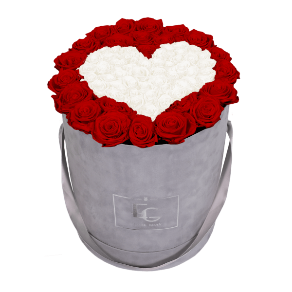 HEART SYMBOL INFINITY ROSEBOX | VIBRANT RED & PURE WHITE | L