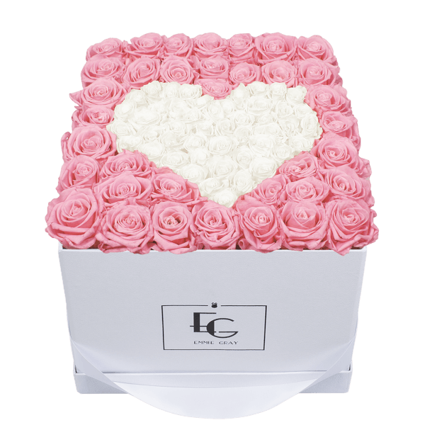 HEART SYMBOL INFINITY ROSEBOX | BRIDAL PINK & PURE WHITE | L