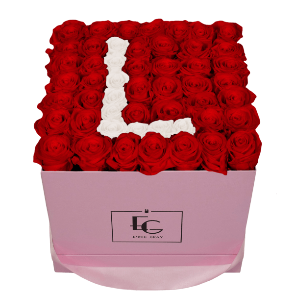 LETTER INFINITY ROSEBOX | VIBRANT RED & PURE WHITE | L