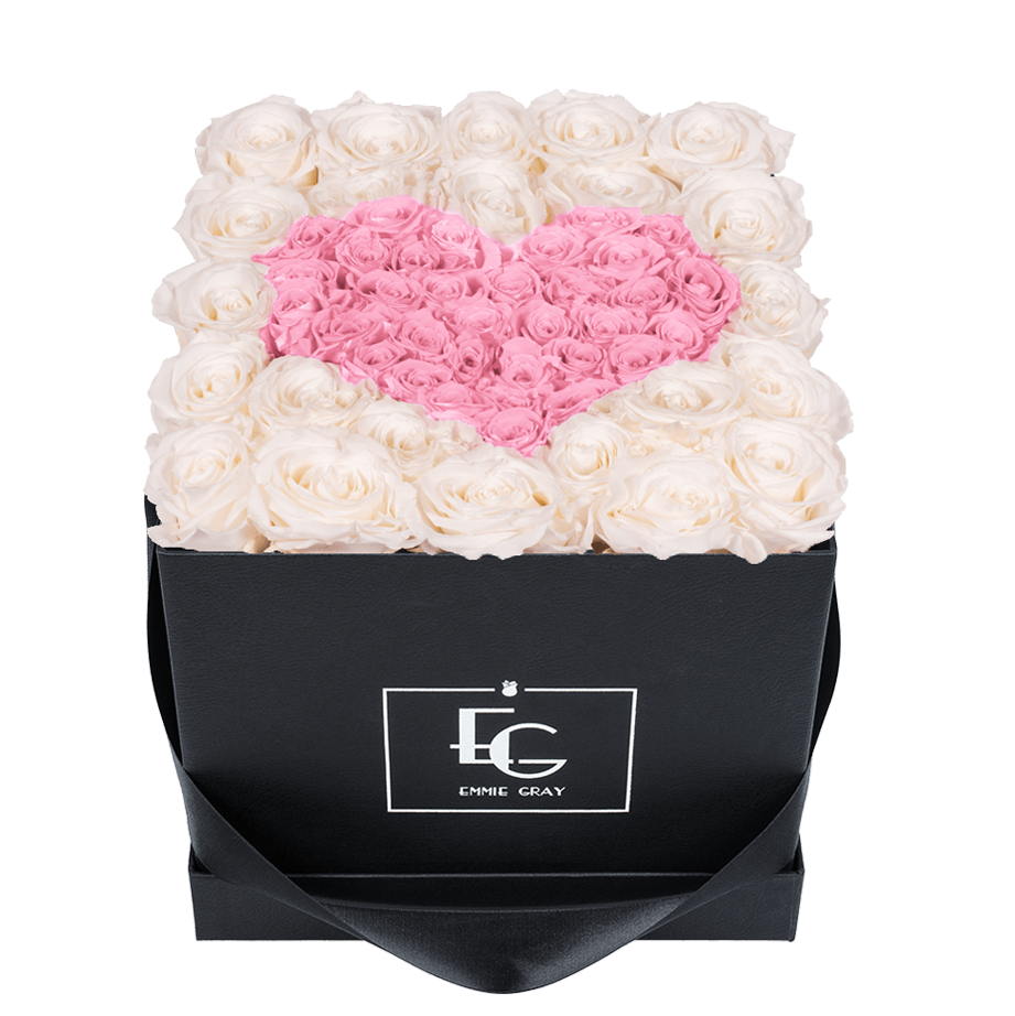 HEART SYMBOL INFINITY ROSEBOX | PURE WHITE & BRIDAL PINK | M