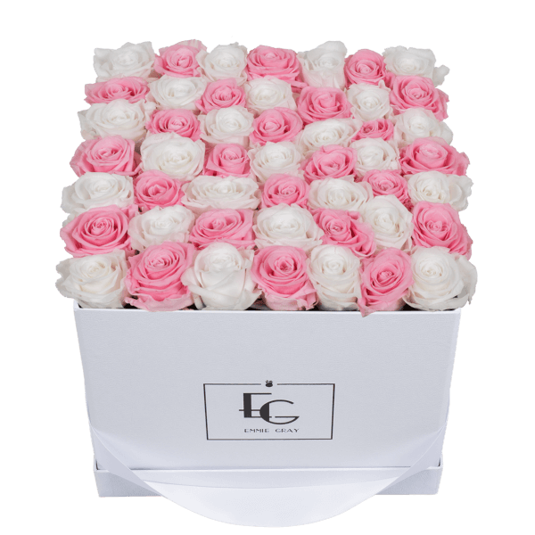 MIX INFINITY ROSEBOX | BRIDAL PINK & PURE WHITE | L