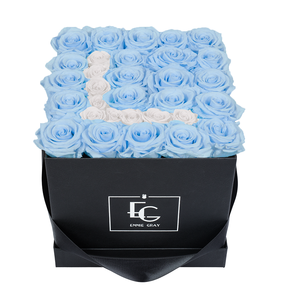LETTER INFINITY ROSEBOX | BABY BLUE & PURE WHITE | M