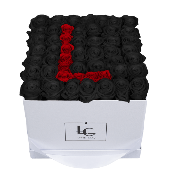 LETTER INFINITY ROSEBOX | BLACK BEAUTY & VIBRANT RED | L