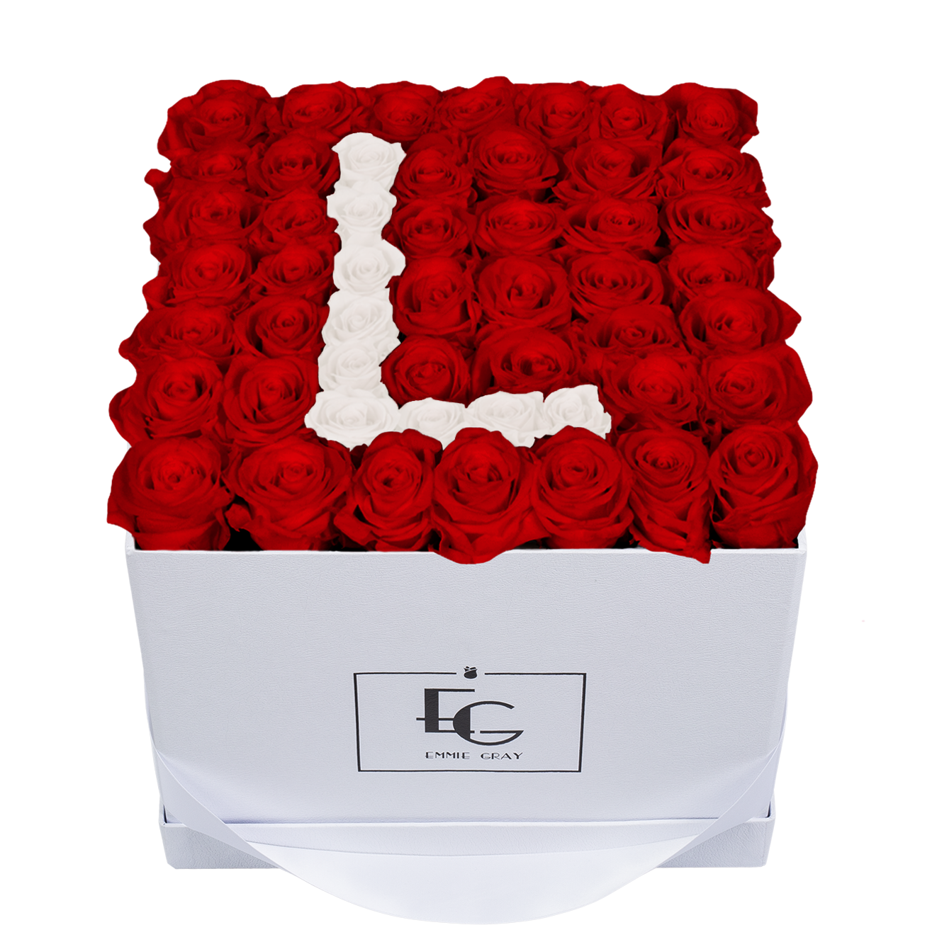 LETTER INFINITY ROSEBOX | VIBRANT RED & PURE WHITE | L
