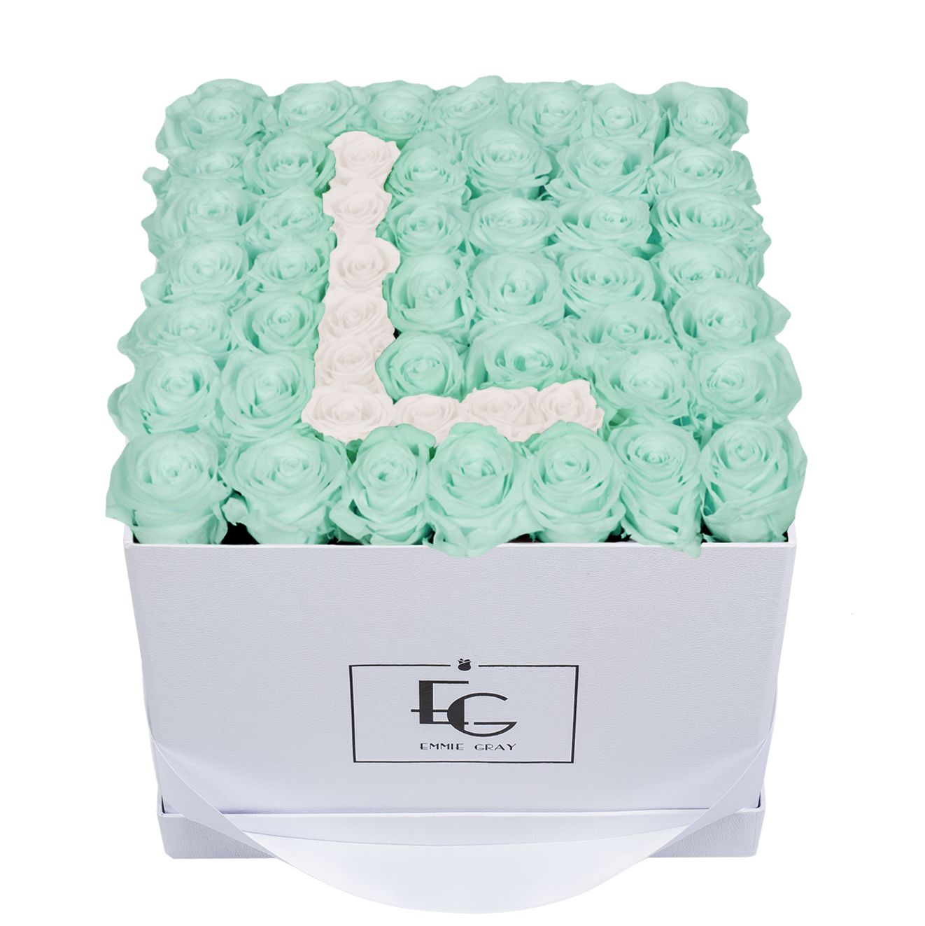 LETTER INFINITY ROSEBOX | MINTY GREEN & PURE WHITE | L