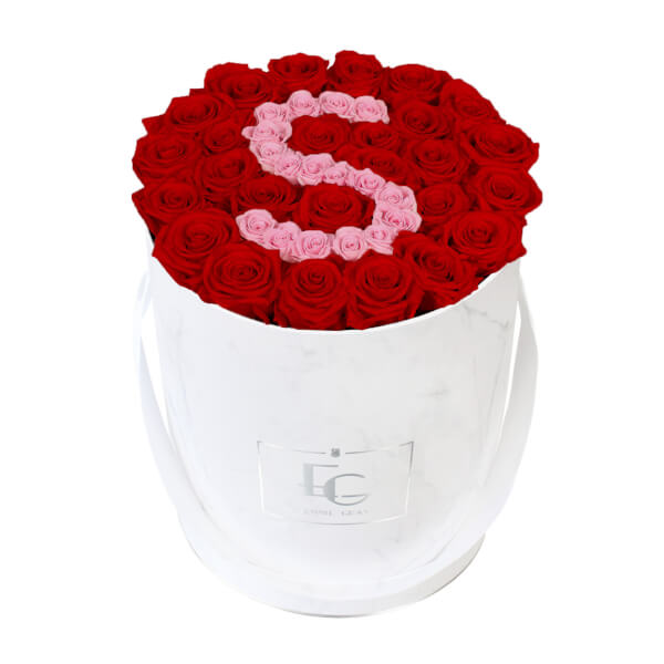 Letter Infinity Rosebox | Vibrant Red & Bridal Pink | L