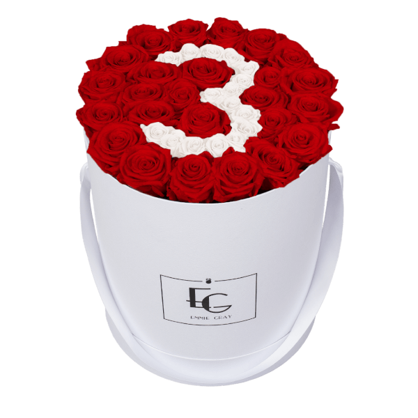 NUMBER INFINITY ROSEBOX | VIBRANT RED & PURE WHITE | L