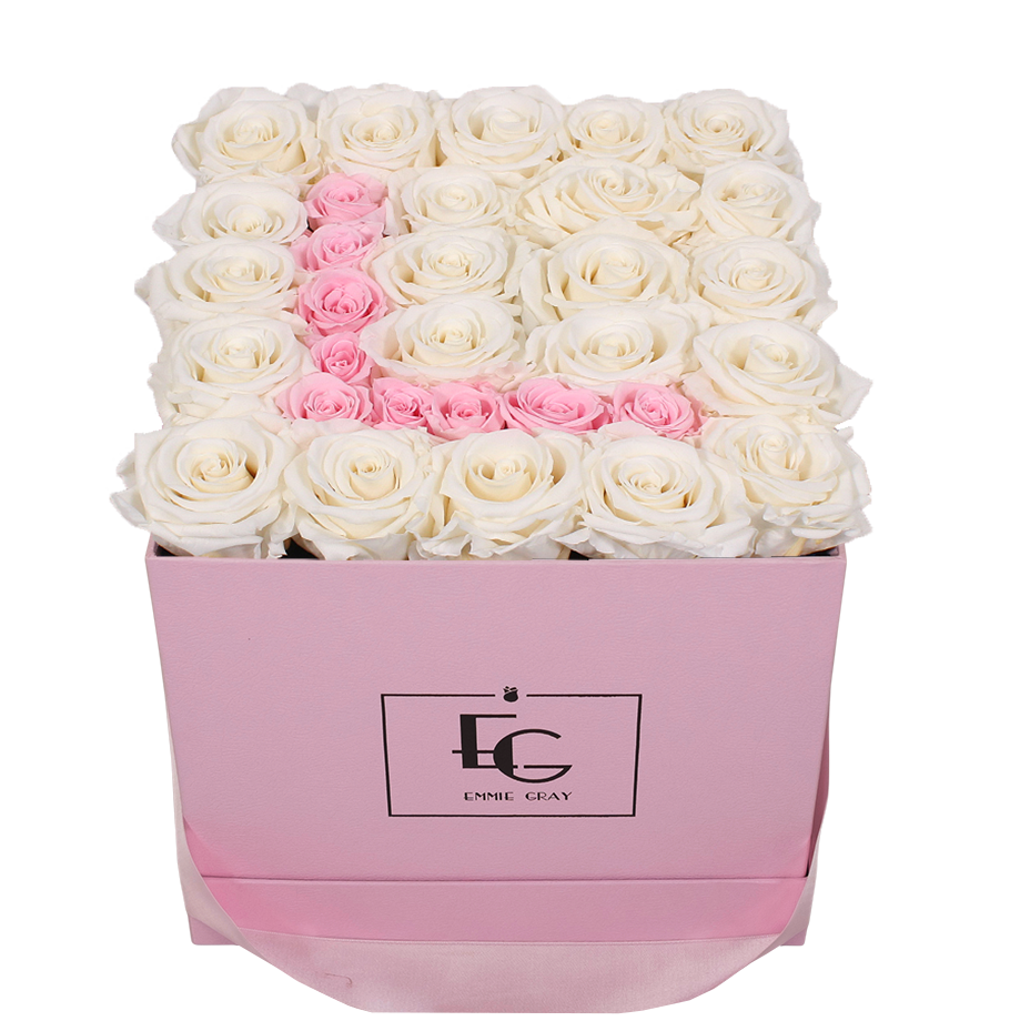LETTER INFINITY ROSEBOX | PURE WHITE & BRIDAL PINK | M