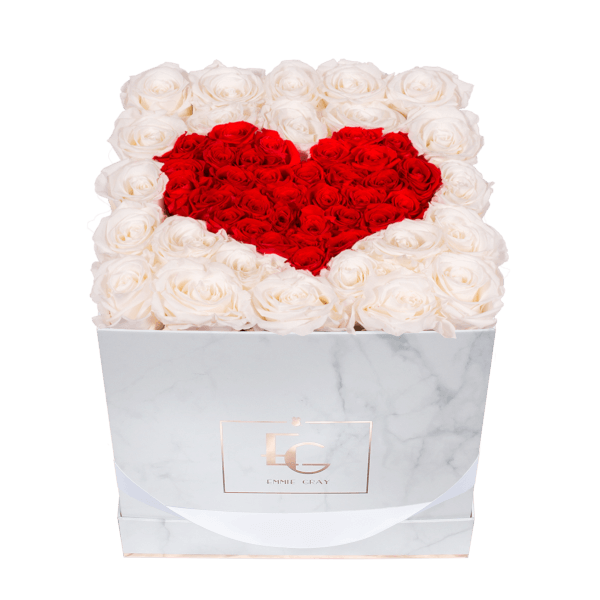 Heart Symbol Infinity Rosebox | Pure White & Vibrant Red | M