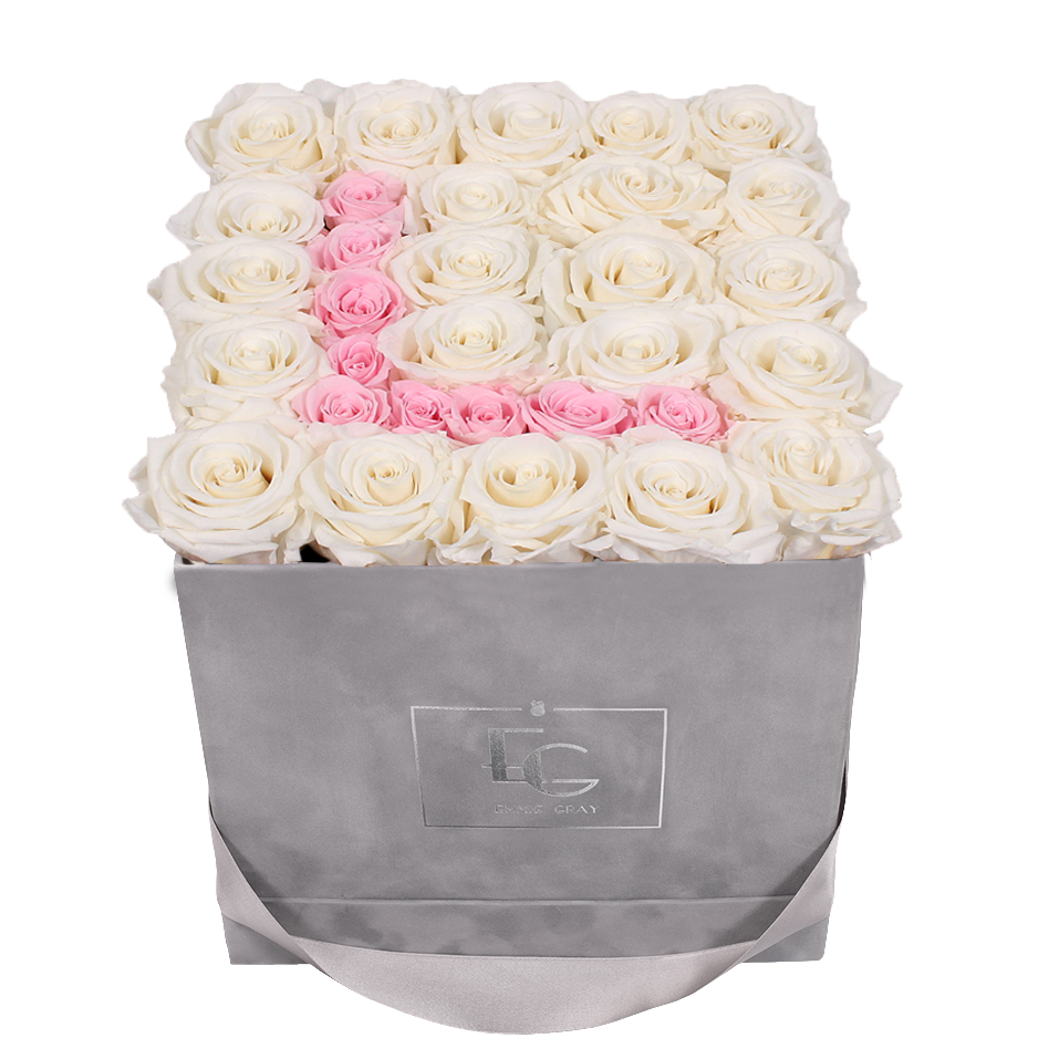 LETTER INFINITY ROSEBOX | PURE WHITE & BRIDAL PINK | M