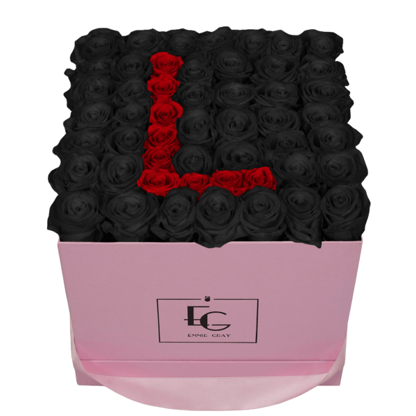 LETTER INFINITY ROSEBOX | BLACK BEAUTY & VIBRANT RED | L