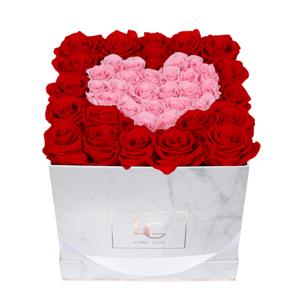 Heart Symbol Infinity Rosebox | Vibrant Red & Bridal Pink | M