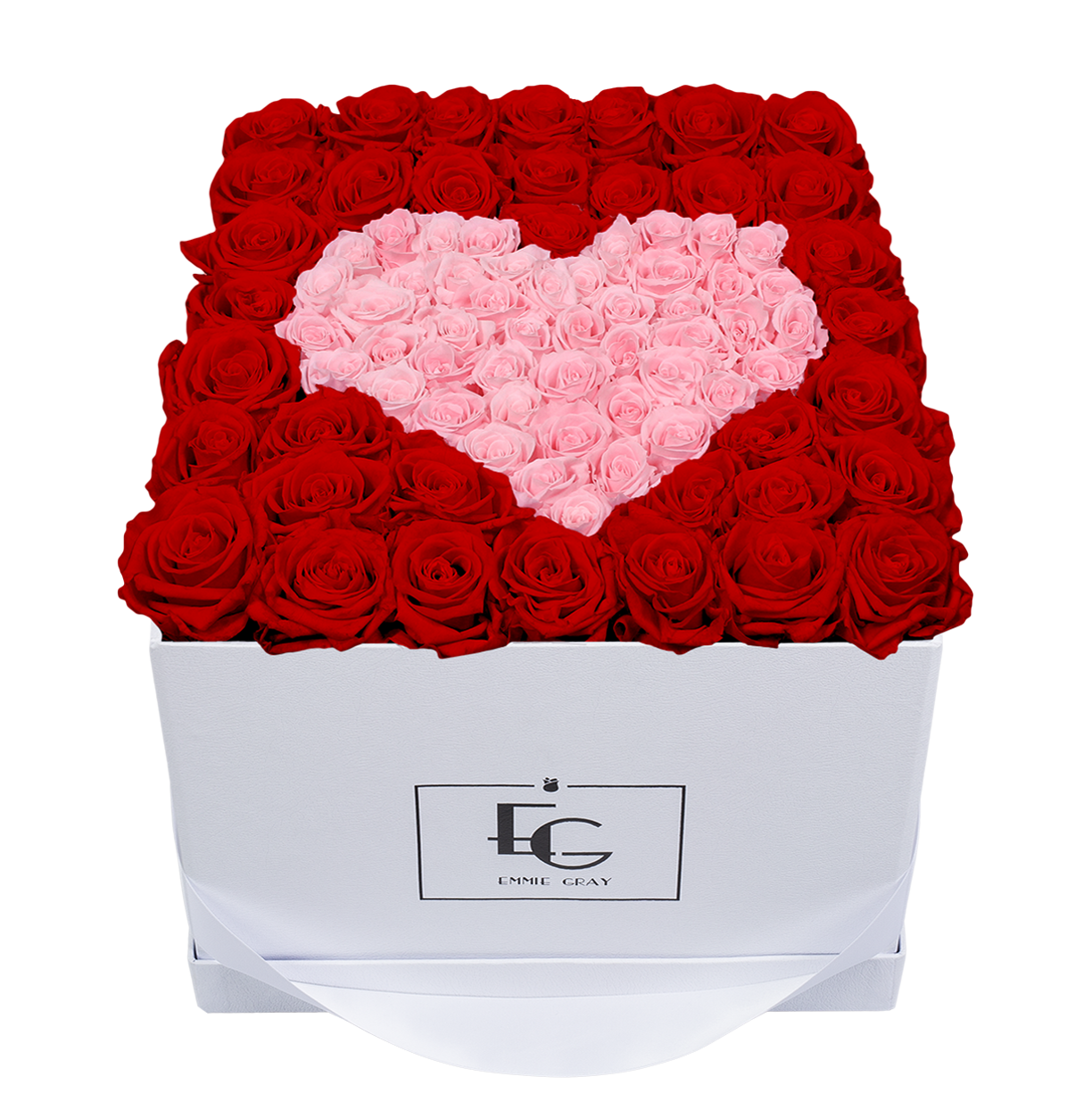 HEART SYMBOL INFINITY ROSEBOX | VIBRANT RED & BRIDAL PINK | L