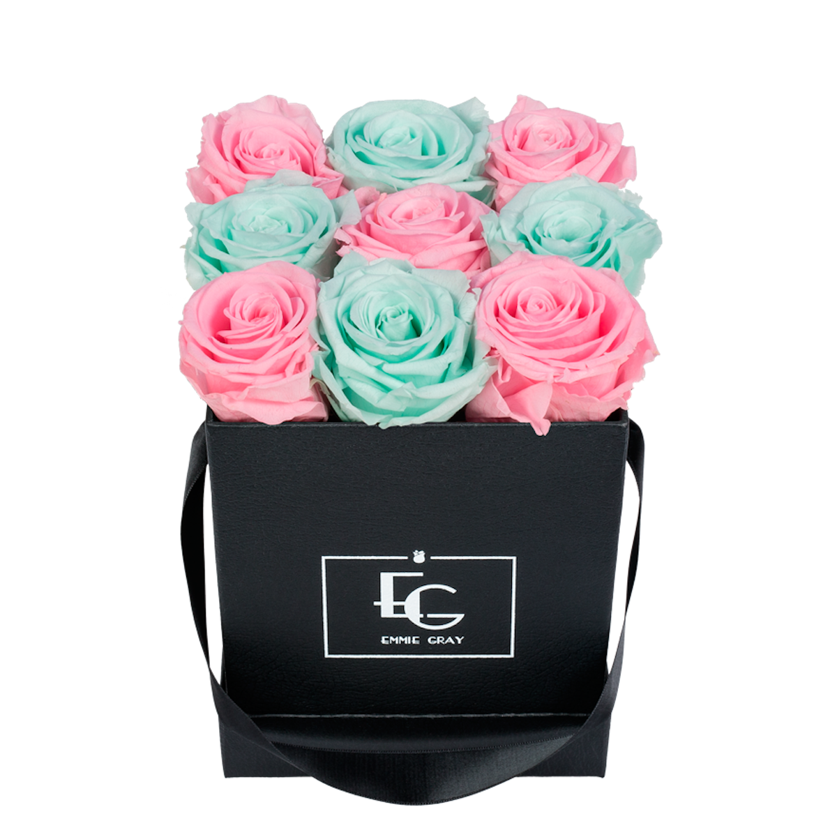 MIX INFINITY ROSEBOX | BRIDAL PINK & MINTY GREEN | S
