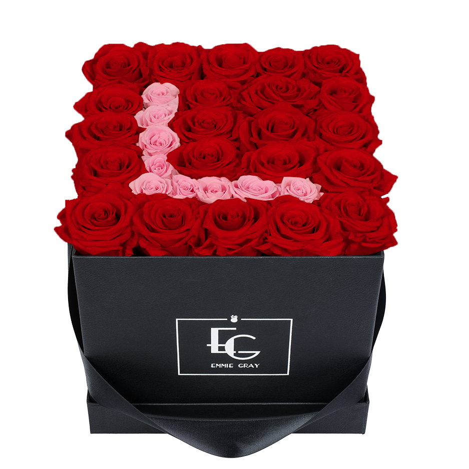 LETTER INFINITY ROSEBOX | VIBRANT RED & BRIDAL PINK | M