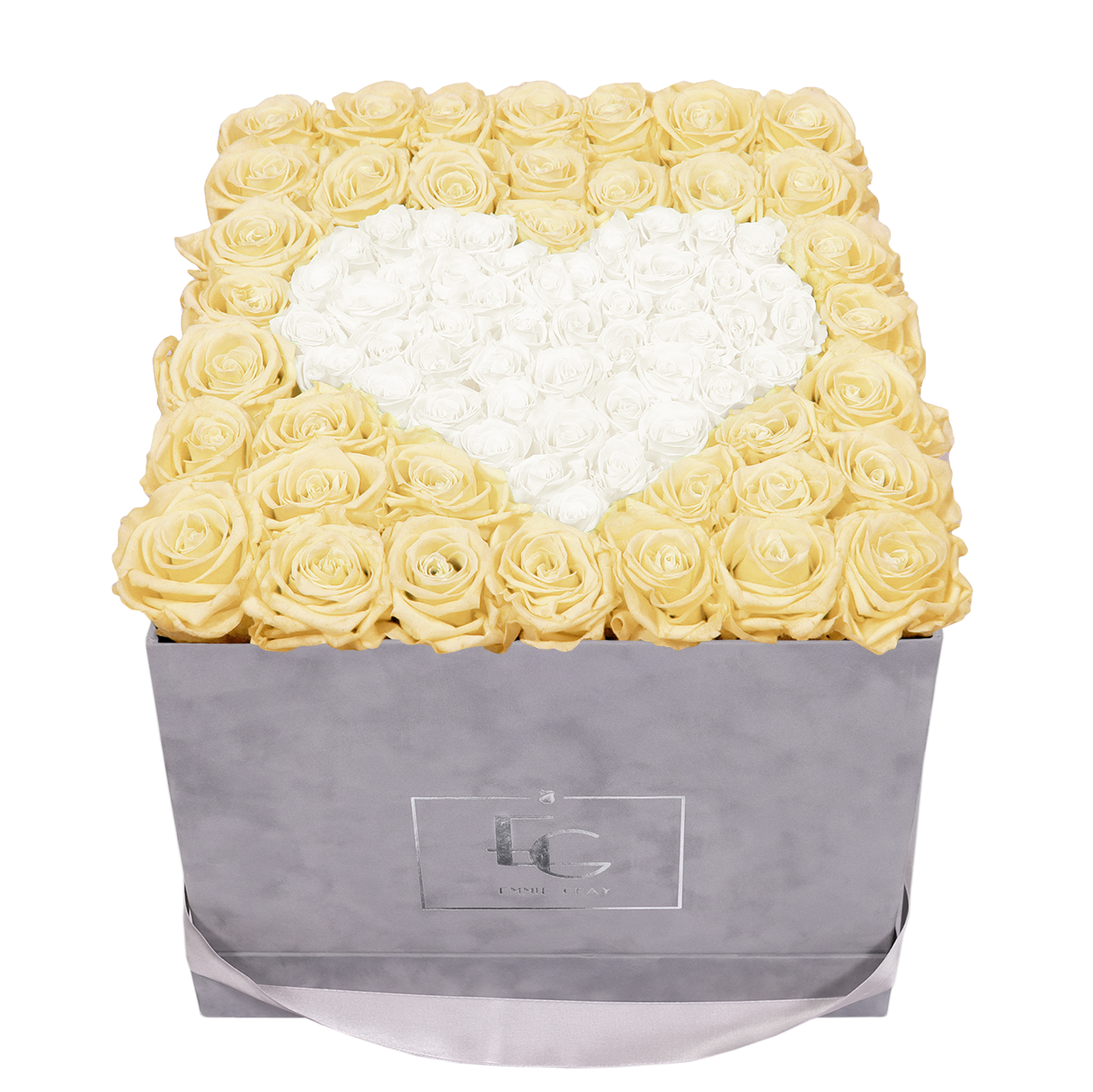 HEART SYMBOL INFINITY ROSEBOX | CHAMPAGNE & PURE WHITE | L