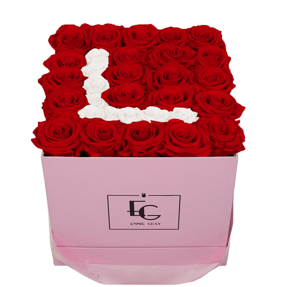 LETTER INFINITY ROSEBOX | VIBRANT RED & PURE WHITE | M