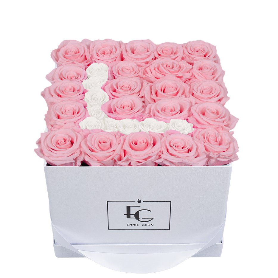 LETTER INFINITY ROSEBOX | BRIDAL PINK & PURE WHITE | M