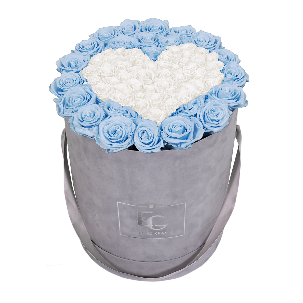 HEART SYMBOL INFINITY ROSEBOX | BABY BLUE & PURE WHITE | L
